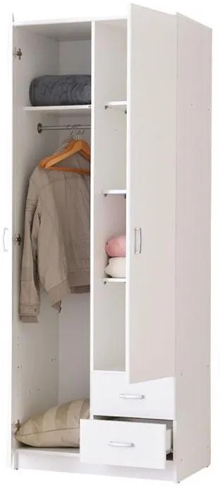 Ντουλάπα Hana 2K3P2F Λευκό 80x52x205 εκ. 80x52x205 εκ.