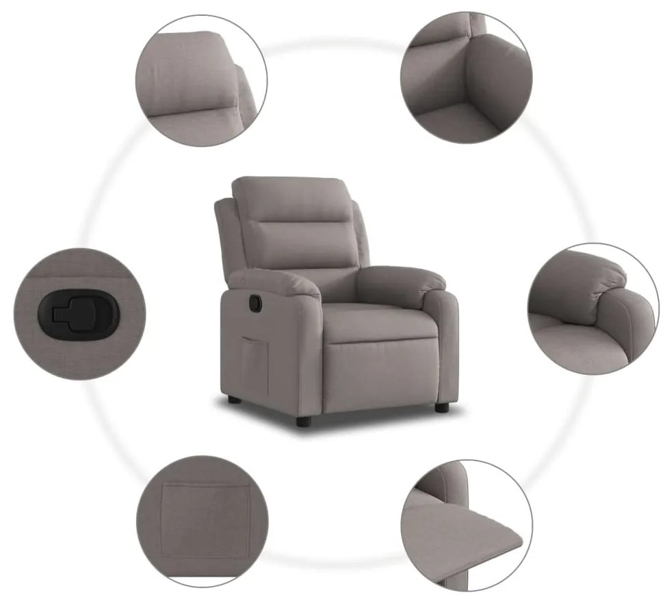 vidaXL Πολυθρόνα Ανακλινόμενη Taupe Υφασμάτινη