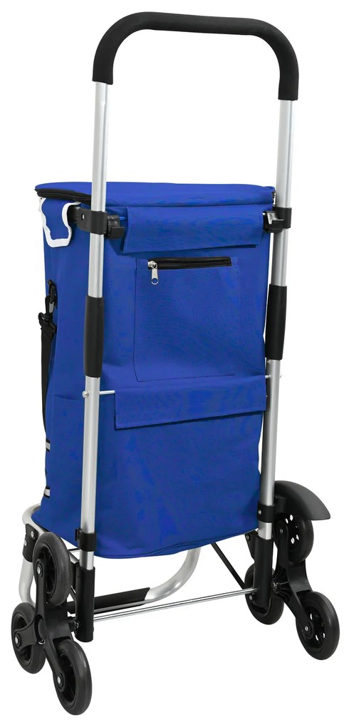 vidaXL Carrello per la spesa con ruote e manico regolabile Blu 40 L
