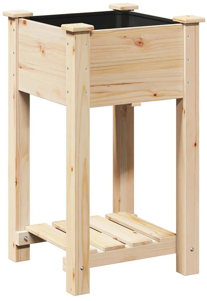 vidaXL Γλάστρα Κήπου με ράφι Μπεζ 45 x 45 x 76.5 εκ Στερεό ξύλο έλατου