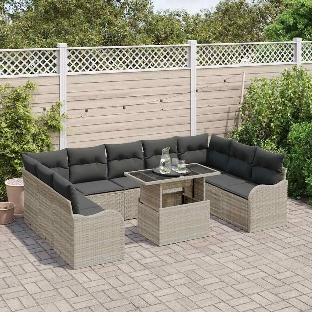 vidaXL Σετ Καναπέ Κήπου 10 pcs Ανοιχτό γκρι 100 x 55 x 73 εκ