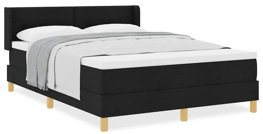 vidaXL Κρεβάτι με ελατήρια Λευκό και Μαύρο 140 x 190 cm ύφασμα