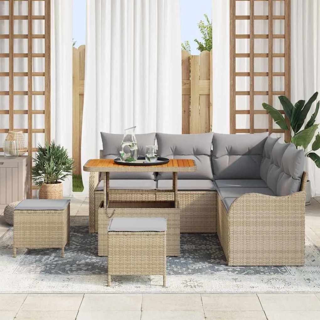 vidaXL Σετ Καναπέ Κήπου 8 pcs Μπεζ συνθετικό ρατάν