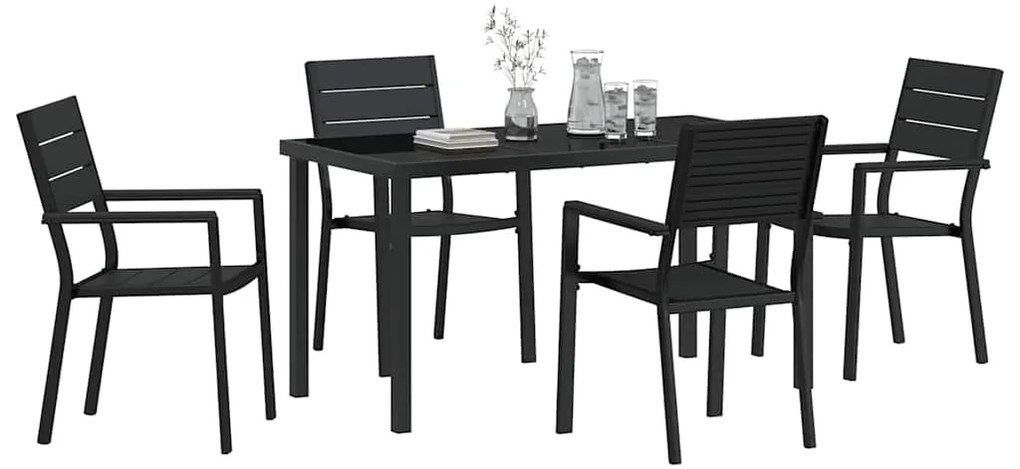 vidaXL Σέτ φαγητού για κήπο 5 pcs Μαύρο HDPE