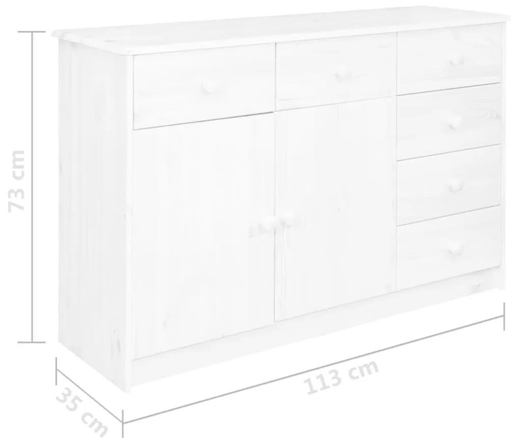 Συρταριέρα με 6 Συρτάρια Λευκή 113x35x73 εκ. Μασίφ Ξύλο Πεύκου - Λευκό