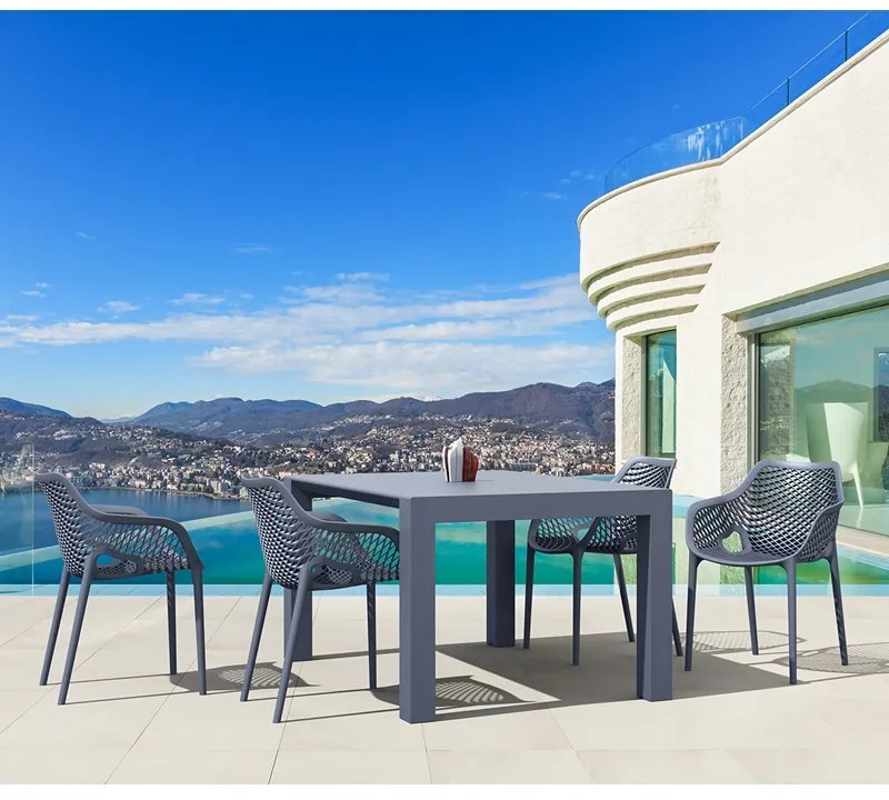 Σετ Τραπεζαρίας 5τμχ Vegas Air XL Dark Grey 100X100/140Χ75εκ.