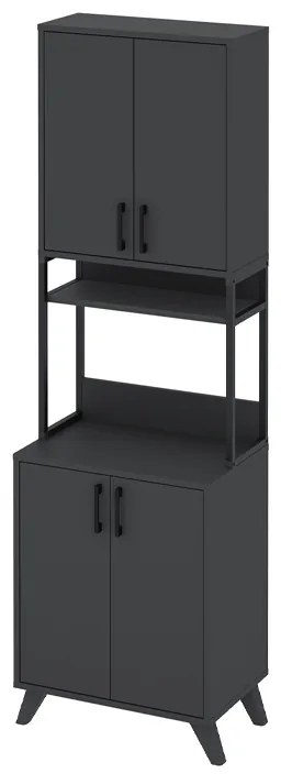 Έπιπλο κουζίνας Sedef Megapap χρώμα ανθρακί 61x40x202,1εκ.