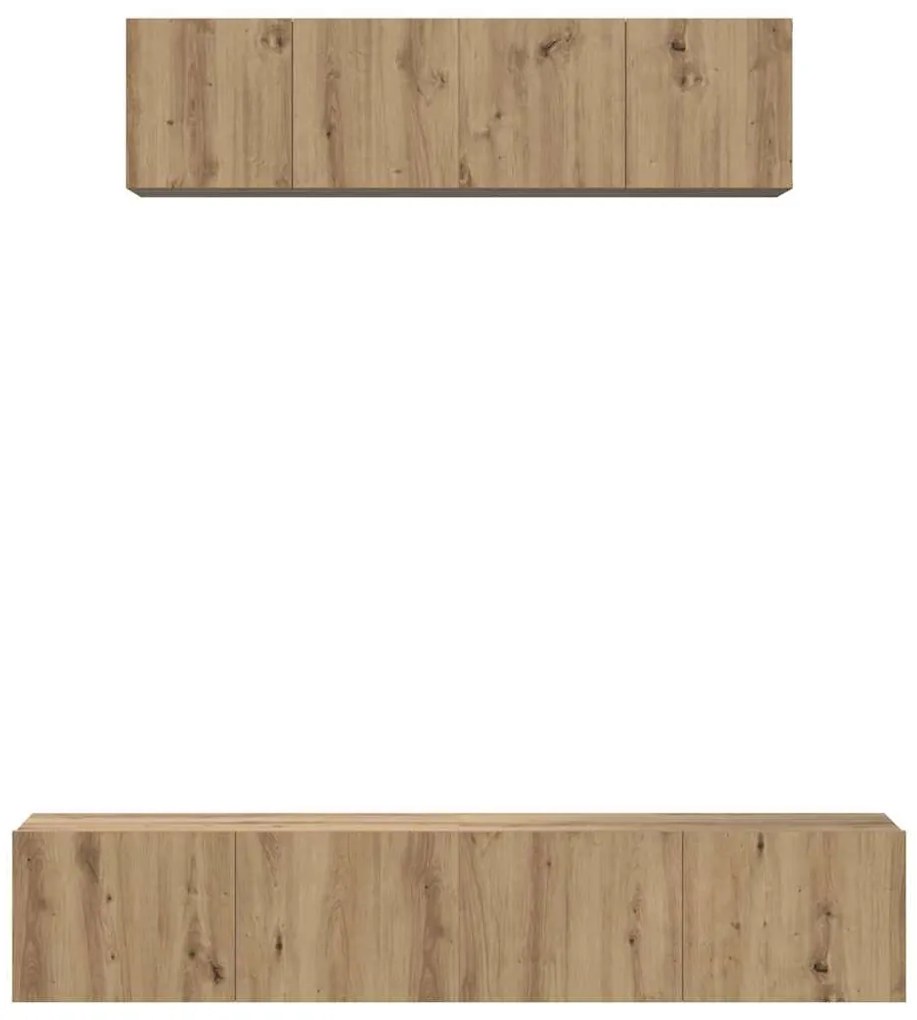 vidaXL Τηλεοπτική Κάβα Τοίχου Επιτοίχιο 4 pcs artisan δρυς
