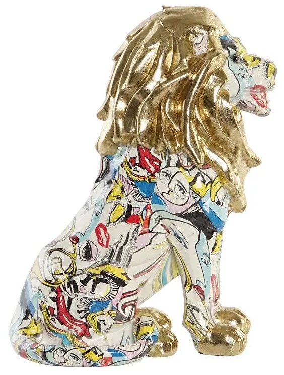 Διακοσμητική Φιγούρα DKD Home Decor Χρυσό Λέων Ρητίνη Πολύχρωμο Σύγχρονη (21 x 14,5 x 27 cm) (15 x 21 x 27 cm)