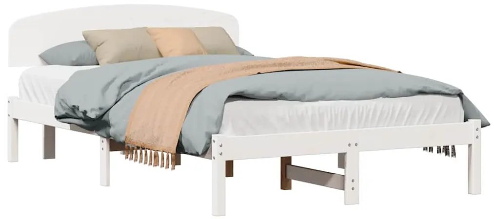 vidaXL Σκελετός Κρεβατιού Λευκό 140 x 190 cm Μασίφ ξύλο πεύκου
