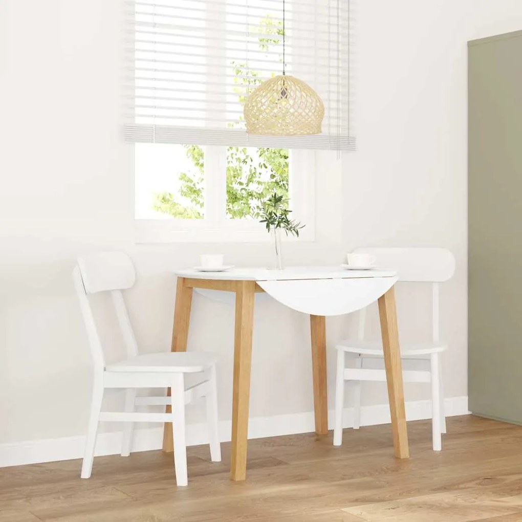 Καρέκλες τραπεζαρίας 2 τεμάχια Λευκό μασίφ ξύλο καουτσούκ