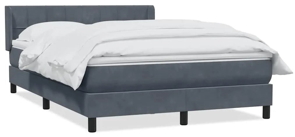 vidaXL Κρεβάτι Boxspring με Στρώμα Σκούρο Γκρι 140x210 εκ. Βελούδινο