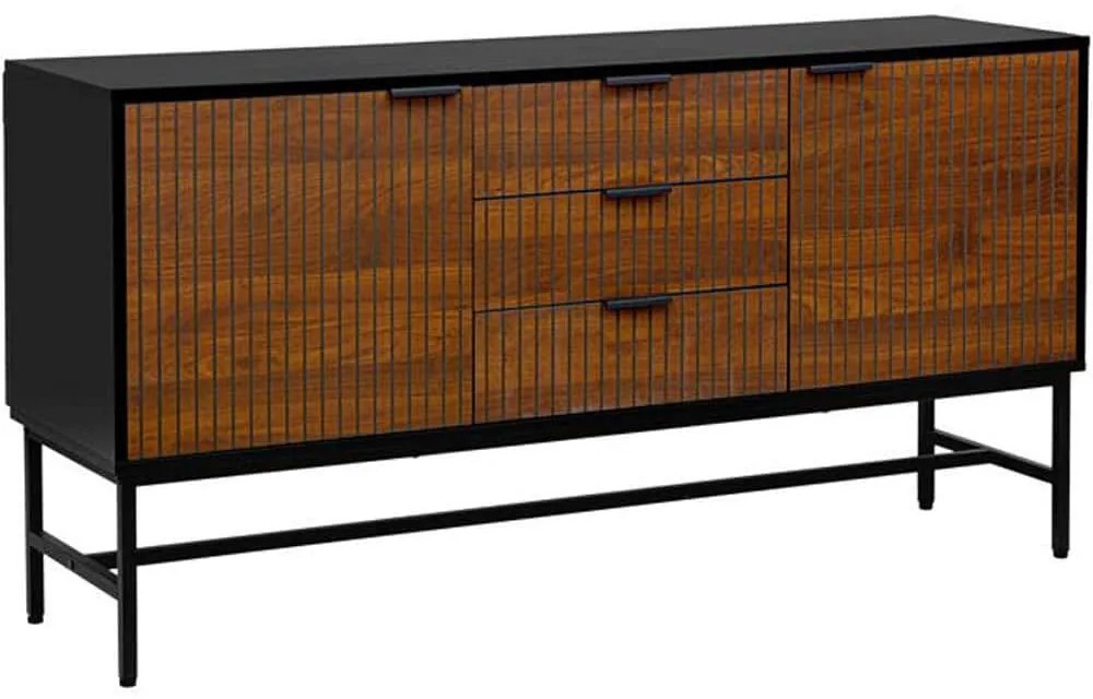 Μπουφές 0016-225-050 150x40x75cm Black-Oak Μελαμίνη,Μέταλλο