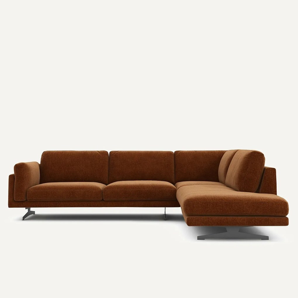 Γωνιακός καναπές με σεζλόνγκ από βελούδο chenille, César