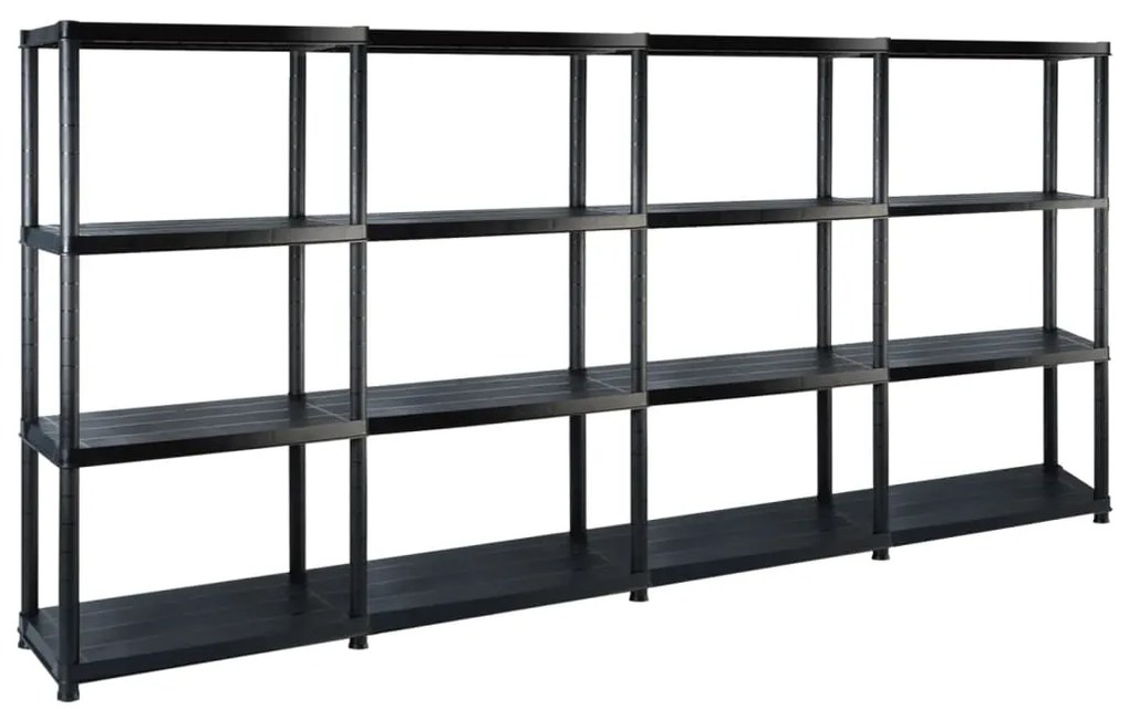 vidaXL Ραφιέρα Αποθήκευσης 4 Επιπέδων Μαύρη 244x30,5x130 εκ. Πλαστική