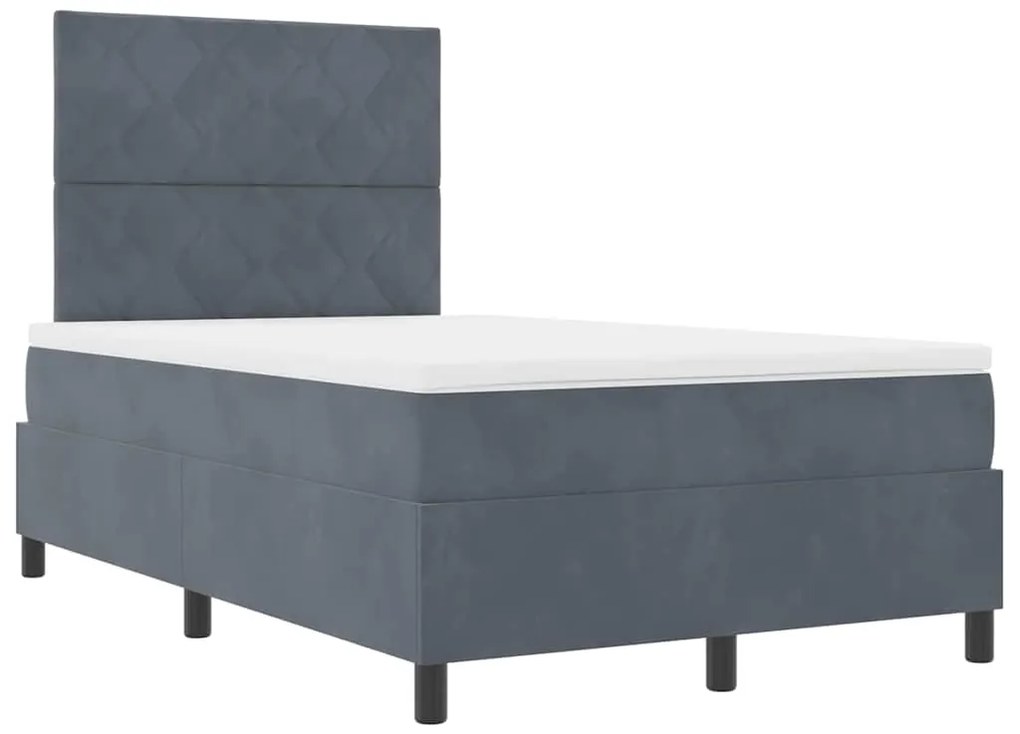 vidaXL Κρεβάτι με ελατήρια με στρώμα Σκούρο Γκρι 120 x 200 cm ύφασμα