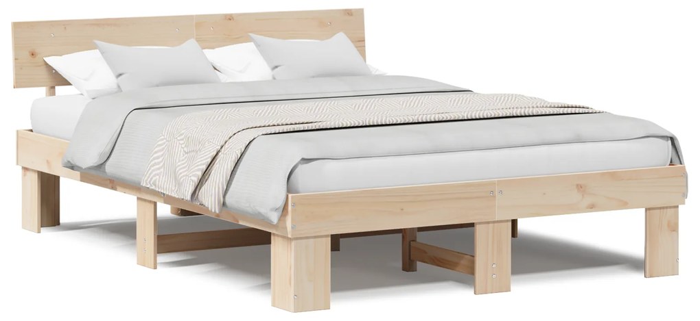 vidaXL Σκελετός Κρεβατιού Καφέ 160 x 200 cm Συμπαγές ξύλο πεύκου