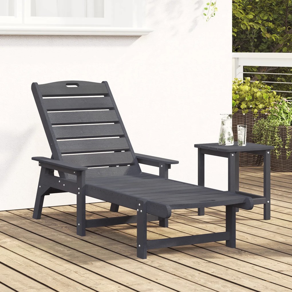 vidaXL Ξαπλώστρα Ανοιχτό γκρι 53x162x98.5 εκ. HDPE