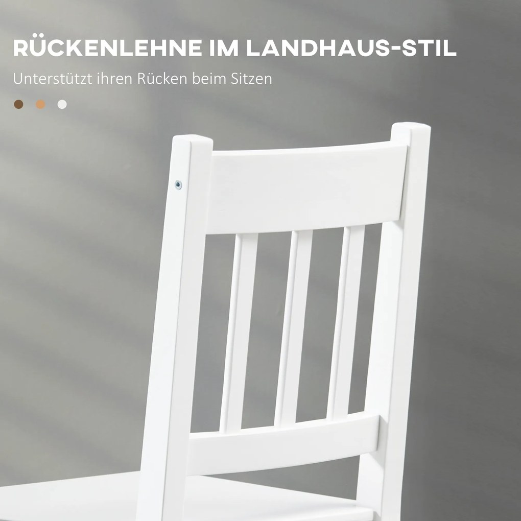 HOMCOM Σετ 2 καρεκλών τραπεζαρίας, καρεκλών κουζίνας, καρεκλών, μασίφ ξύλο, 41 cm x 46,5 cm x 85,5 cm, Λευκό