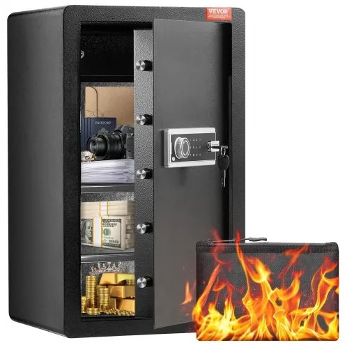 VEVOR Single Door 4.0 cu.ft Safe Box with Key Lock &amp; Password Cabinet Black