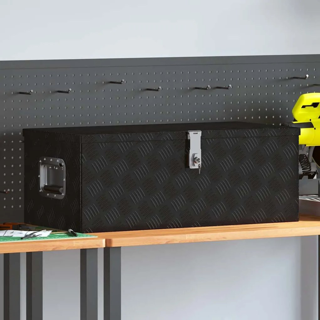 Κουτί Αποθήκευσης Μαύρο 80 x 39 x 30 εκ. από Αλουμίνιο