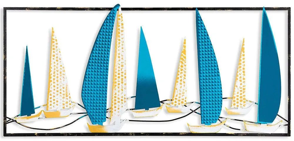 Διακοσμητικό Τοίχου Yelkenli 930DYU1178 40x90cm Blue-White Wallity Μέταλλο