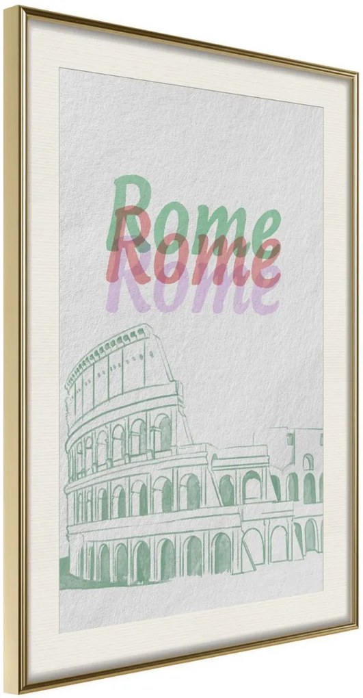 Αφίσα - Pastel Rome - 20x30 - Χρυσό - Με πασπαρτού