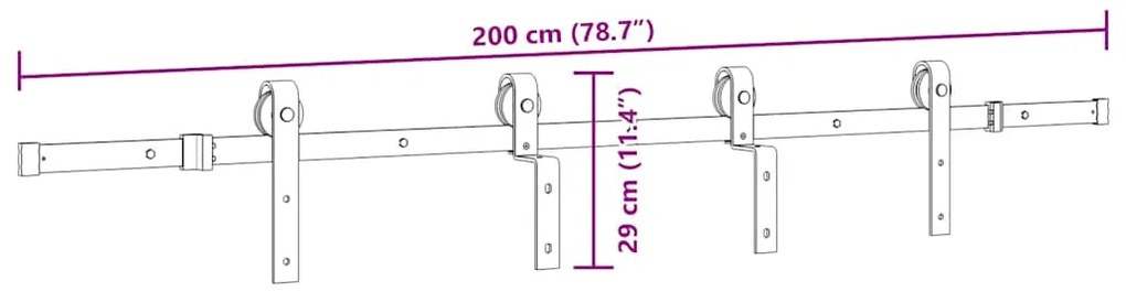 Μηχανισμός Συρόμενης Μεσόπορτας Μαύρος 200 εκ. Ατσάλινος