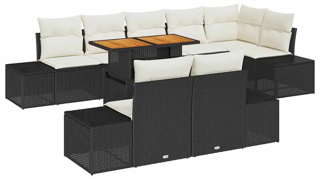 vidaXL Σετ Καναπέ Κήπου με αποθήκευση 9 pcs Μαύρο Πολυ ράταν
