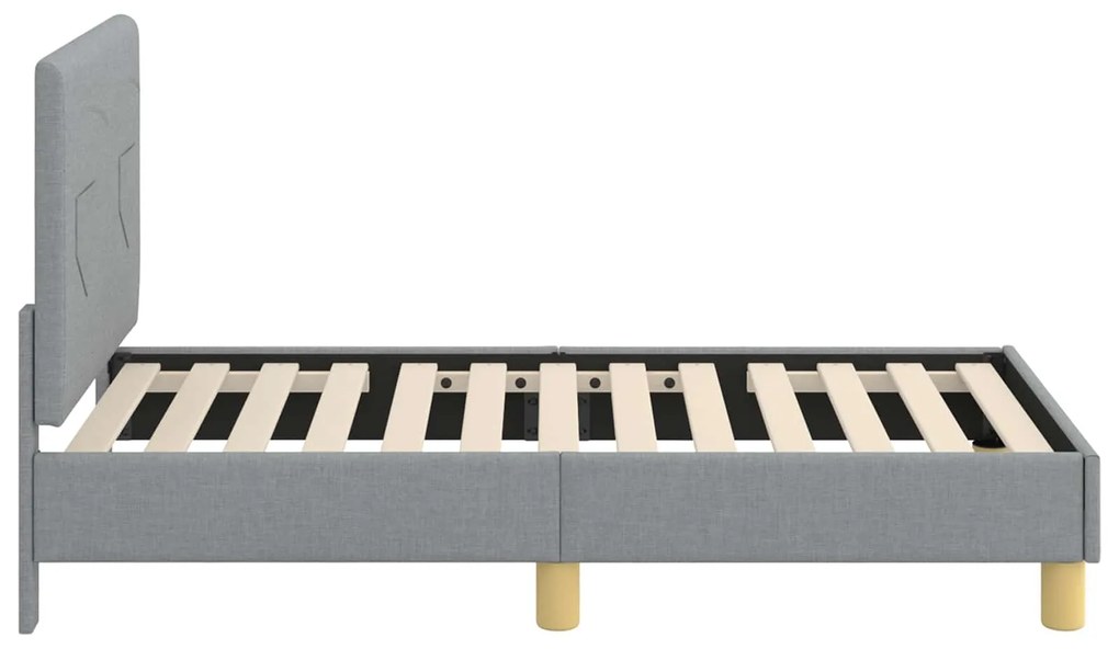 vidaXL Κρεβατική βάση για παιδιά με προσκέφαλο Ανοιχτό γκρι ύφασμα