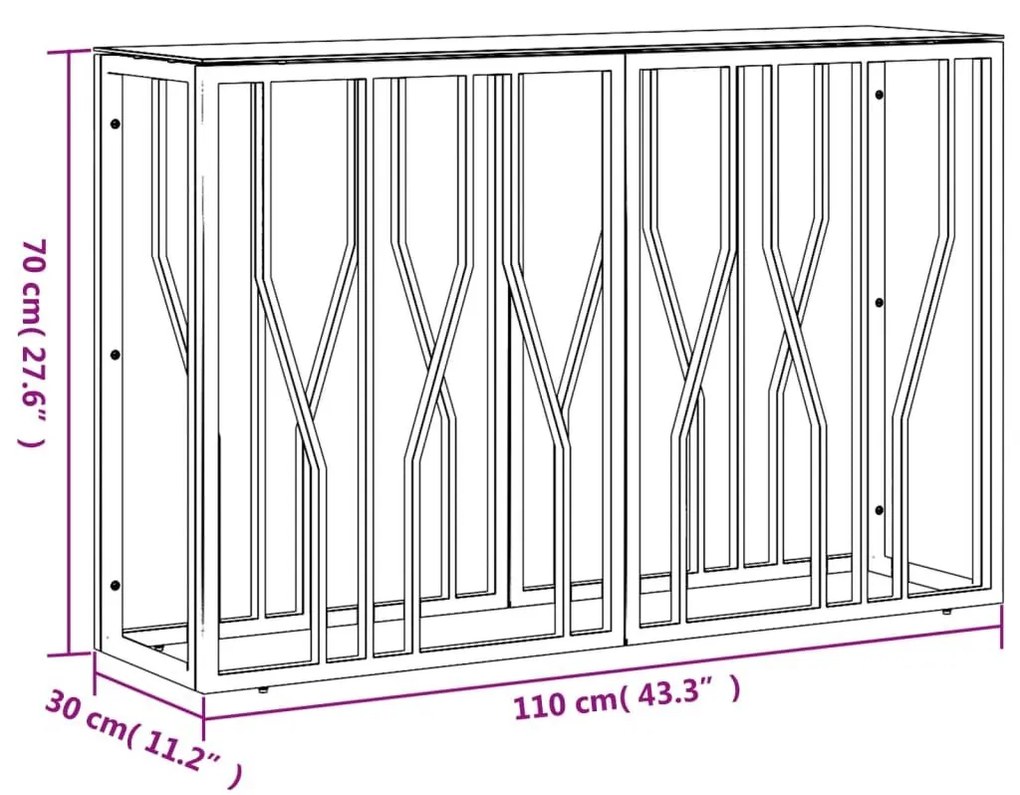 Τραπέζι Κονσόλα 110x30x70 εκ. από Ανοξείδωτο Ατσάλι και Γυαλί - Ασήμι