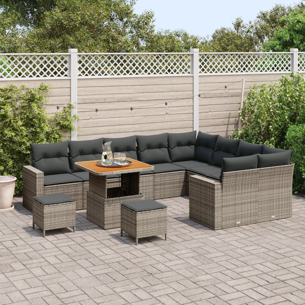 vidaXL Σετ Καναπέ Κήπου 12 pcs Γκρι συνθετικό ρατάν