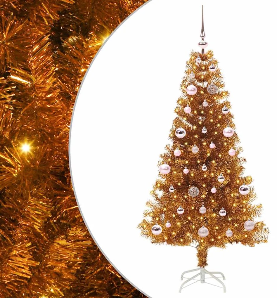 vidaXL Χριστουγεννιάτικο Δέντρο με 150 LED με βάση Χρυσό 150 cm PET