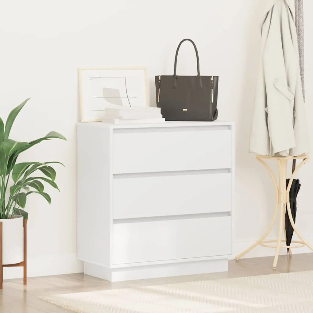 vidaXL Κομοδίνο με συρτάρι Λευκό 71 x 34.5 x 75 εκ. Επεξεργασμένο ξύλο