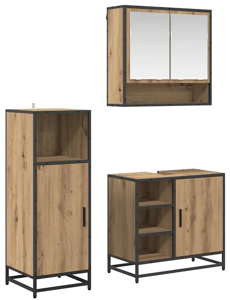 vidaXL Σετ Επίπλων Μπάνιου 3 pcs Artisan Oak Επεξεργασμένο ξύλο