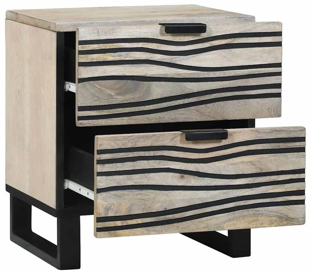 vidaXL Κομοδίνο με συρτάρι 2 pcs Λευκό και Μαύρο 40 x 33 x 46 εκ.