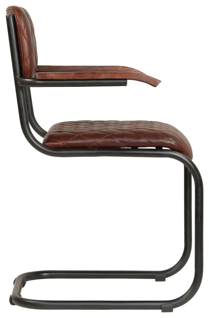 vidaXL Καρέκλες Τραπεζαρίας με Μπράτσα 2 τεμ. Καφέ από Γνήσιο Δέρμα