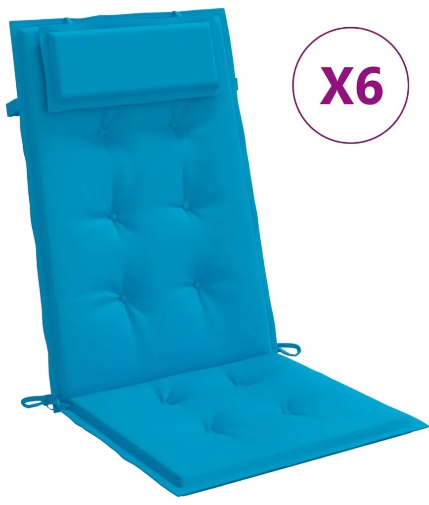 vidaXL Μαξιλάρια Καρέκλας με Πλάτη 6 τεμ. Γαλάζια από Ύφασμα Oxford