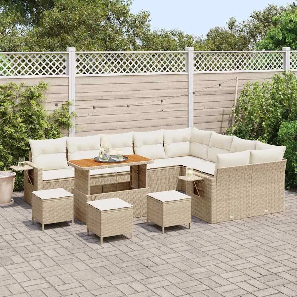 vidaXL Σετ Καναπέ Κήπου 13 pcs μπεζ και κρεμ 110 x 55 x 71 εκ