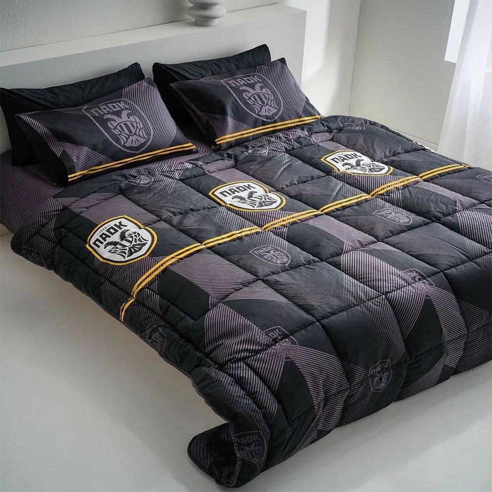 Πάπλωμα PAOK-100 Black Vesta Home Μονό 160x230cm 100% Βαμβάκι