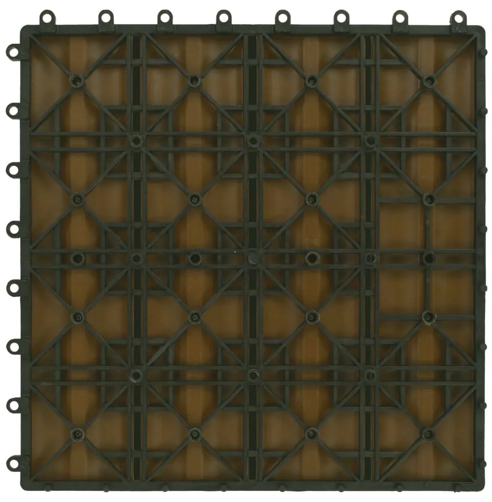 vidaXL Πλακάκια Deck 11 τεμ. Ανάγλυφα Χρώμα Teak 30x30 εκ. 1 μ² WPC