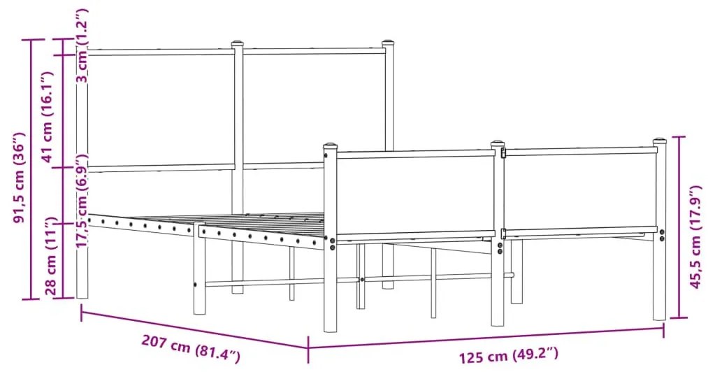 Μεταλλικό πλαίσιο κρεβατιού χωρίς στρώμα καφέ δρυς 120x200 cm - Καφέ