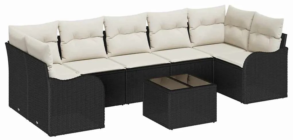 vidaXL Σετ Καναπέ Κήπου 8 pcs Μαύρο 55 x 55 x 37 εκ Πολυ ράταν