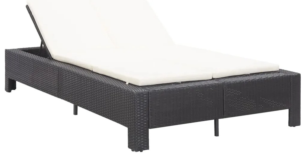 vidaXL Ξαπλώστρα 2 Ατόμων Μαύρη από Συνθετικό Ρατάν με Μαξιλάρι