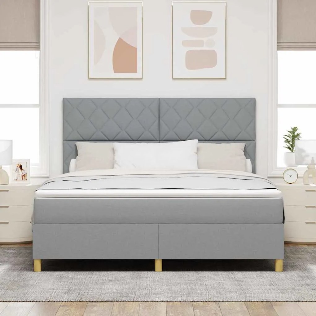 vidaXL Κρεβάτι με ελατήρια Ανοιχτό γκρι 180 x 200 cm ύφασμα