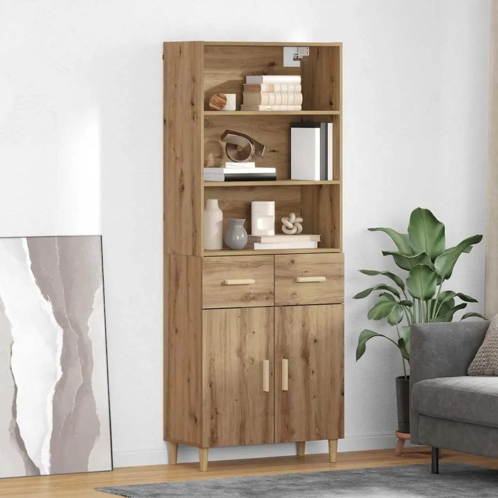 vidaXL Highboard Artisan Oak 69,5 x 32,5 x 180 εκ Επεξεργασμένο ξύλο
