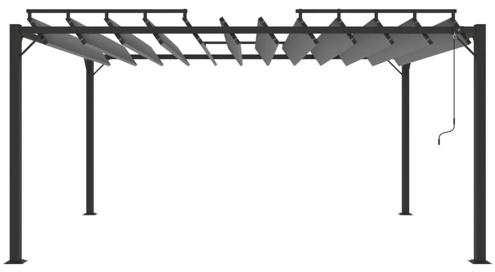 Κιόσκι με Ανοιγόμενη Οροφή Ανθρακί 3x4 μ. Ύφασμα και Αλουμίνιο - Ανθρακί