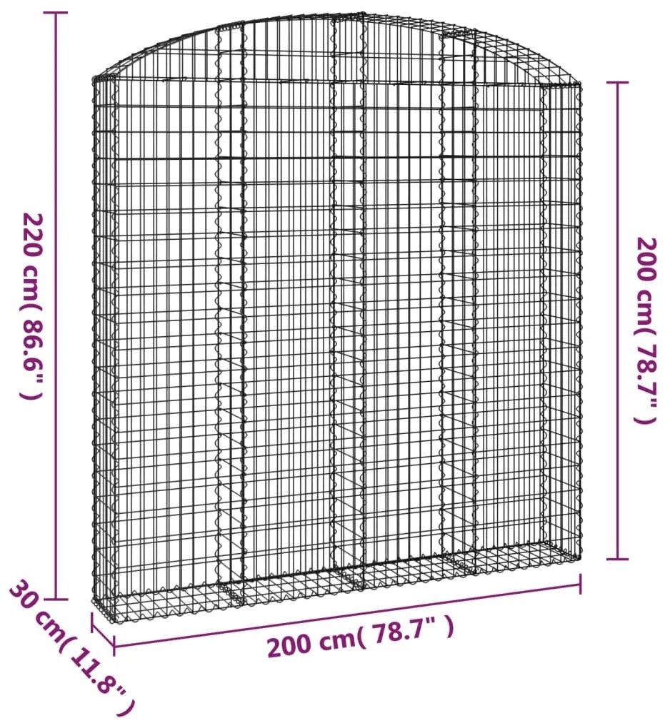vidaXL Συρματοκιβώτιο Τοξωτό 200x30x200/220εκ. από Γαλβανισμένο Χάλυβα