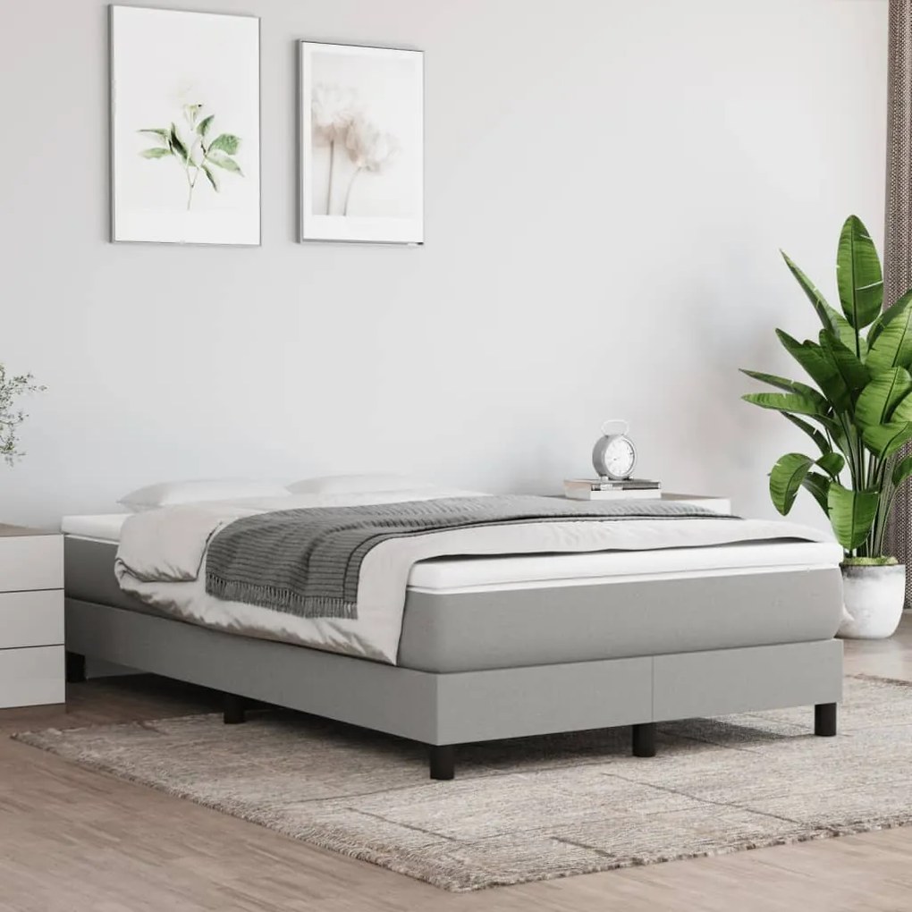 vidaXL Κρεβάτι Boxspring με Στρώμα Ανοιχτό Γκρι 120x190 εκ. Υφασμάτινο