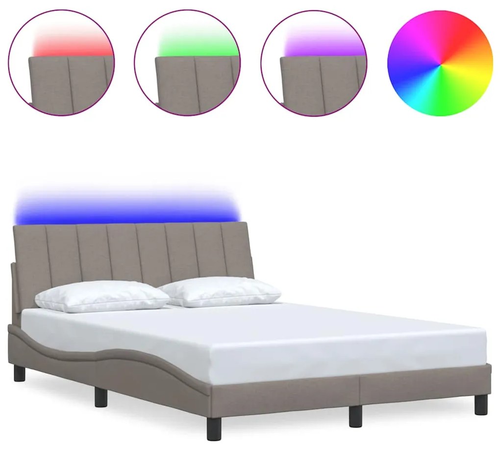 vidaXL Σκελετός Κρεβατιού Χωρίς Στρώμα Taupe 140x190 εκ. Υφασμάτινο